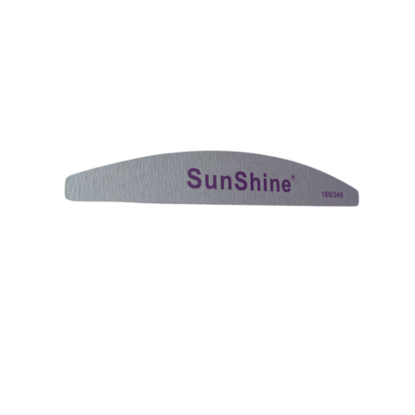 Sunshine Smooth Pro Half Moon Nail File with 180/240 grit and signature purple logo – professional salon nail tool