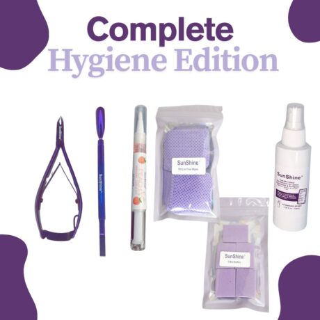 Complete Hygiene Edition, Nail tools, Cuticle oil, lint free wipes, mini nail buffers, Hygiene spray
